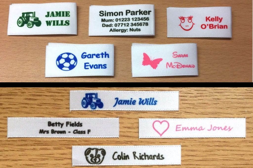 Sew on woven name labels