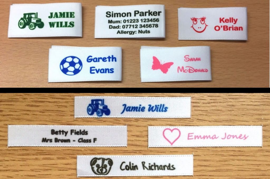 Personalised Sew In Name Labels Tags Tapes 25mm and 10mm